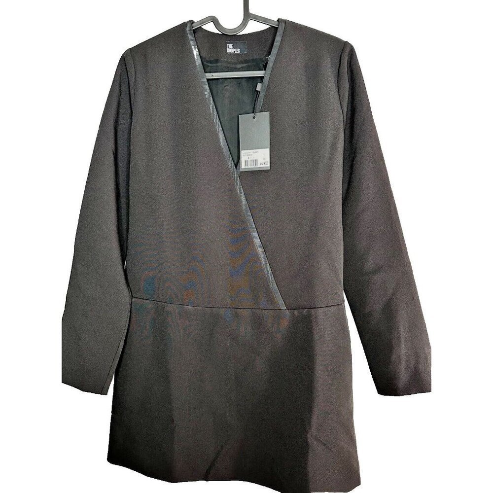THE KOOPLES Short Black Crossover Long Sleeve Dress S Preppy Cocktail Career - Picture 6 of 10